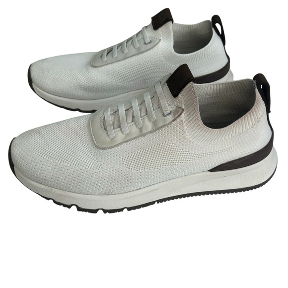 johnnie-O Prima Fly-Knit Lightweight Running Sneaker White Brown Mens SZ 12 READ - Picture 11 of 15